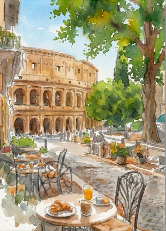 Italy — Breakfast Across from the Colosseum