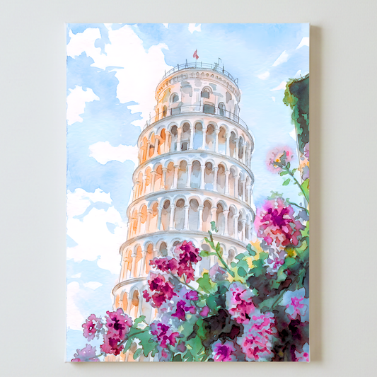 Leaning Tower of Pisa Watercolor | Italian Landmark Art