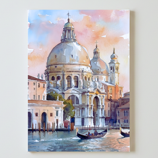 Santa Maria della Salute Watercolor | Venetian Sunset Wall Art